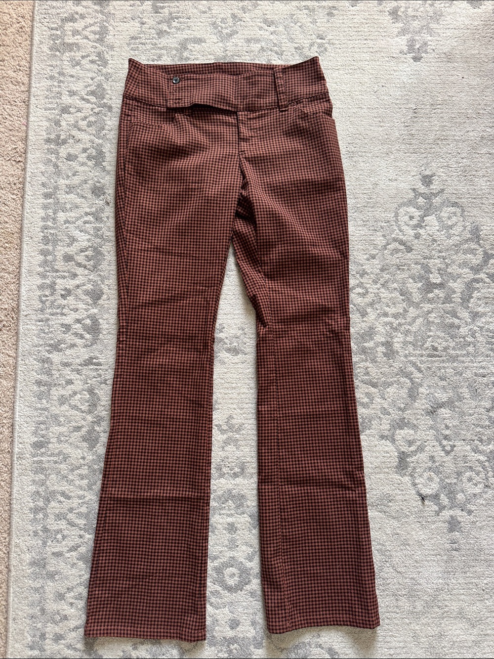 Urban Outfitters Brown & Black Checked Wide-Leg Jeans